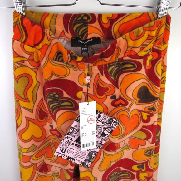 Urban Outfitters NGOrder Groovy Heart Print Velour Pant XS - Picture 7 of 9